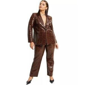 DANIELLE BERNSTEIN Plus Size Faux-Snakeskin Blazer 2X